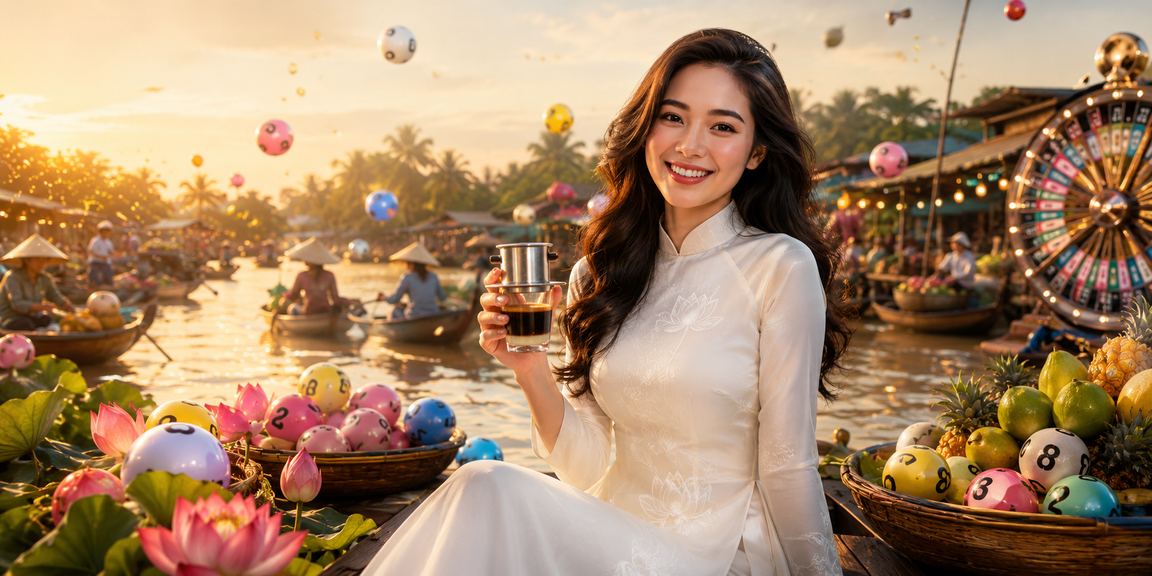 Người dân vùng Mekong thưởng thức cà phê bên tờ vé số, hình ảnh giải trí nhẹ nhàng của người Việt